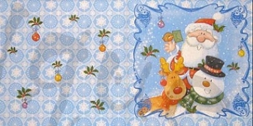 Serviette weihnachtsmann mit schneemann und elch