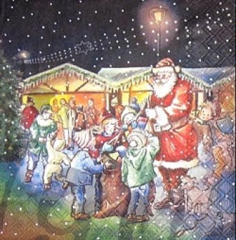 Serviette Santa auf dem Weihnachtsmarkt
