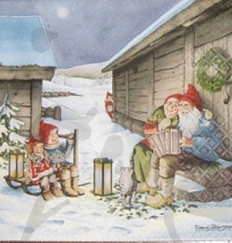 Serviette singende zwergenkinder