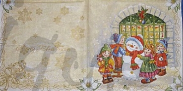 Serviette Kinder mit Schneemann
