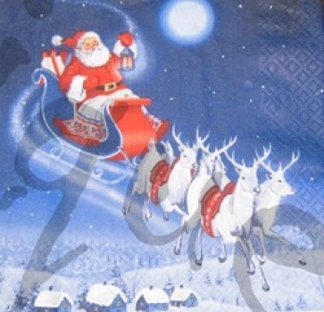 Serviette santa mit rentierschlitten
