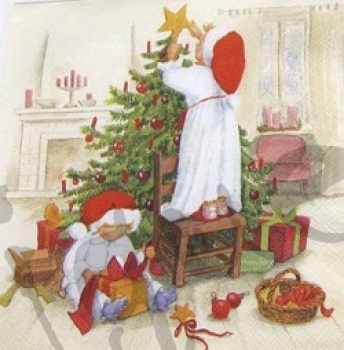 Serviette kinder schmücken den weihnachtsbaum (2Stk.)