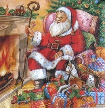 Serviette Santa vor dem Kamin (20Stk.)