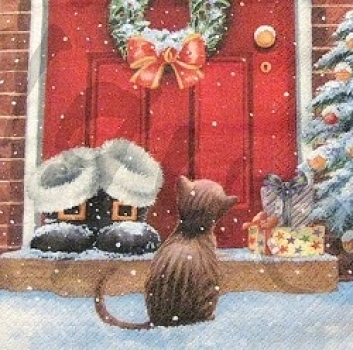 Serviette waiting kitty (2Stk.)