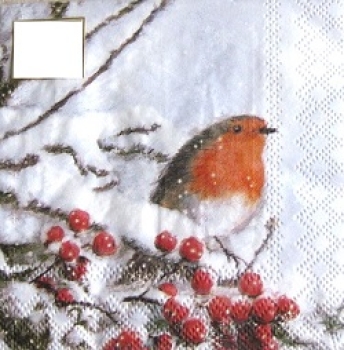 Serviette robin in snow