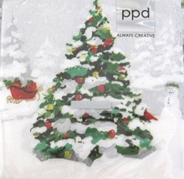 Serviette white christmas tree