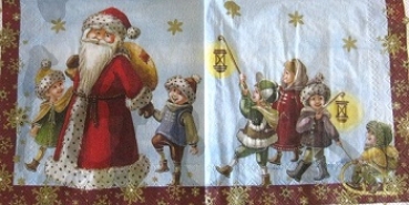 Serviette Santa with kids