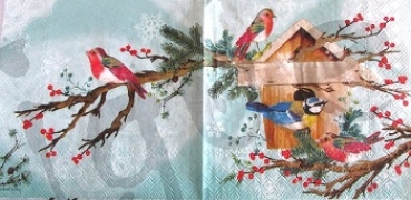 Serviette x-mas bird house