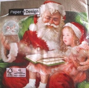 Serviette santa mit mädchen