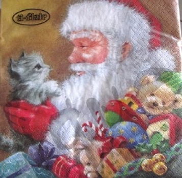 Serviette santa with kitten