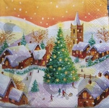 Serviette winterdorf braun