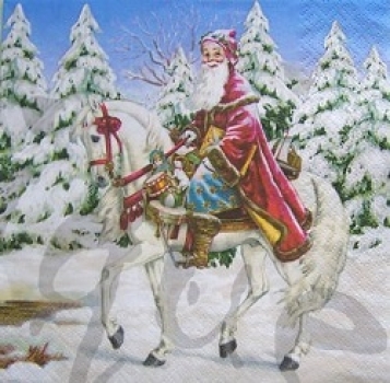 Serviette santa zu pferd