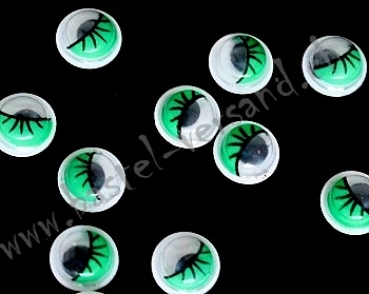 Wackelaugen mit Wimpern 7mm grün (Stk.)