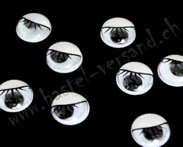 Wackelaugen mit Wimpern 7mm weiss (Stk.)