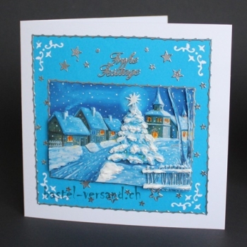 Weihnachtskarte Dorf "Frohe Festtage"