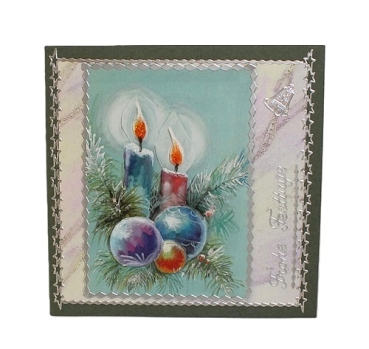 Weihnachtskarte 2 Kerzen "Frohe Festtage"