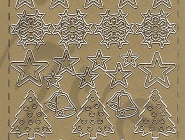 Preview: Sticker Weihnachtsmotive (318) gold