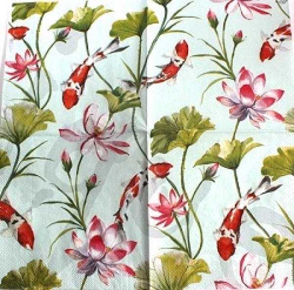 Serviette koi and waterlily