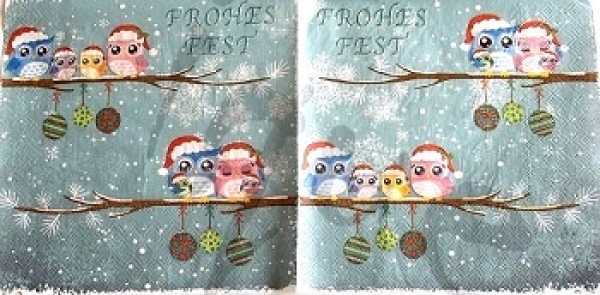 Serviette eulen frohes fest