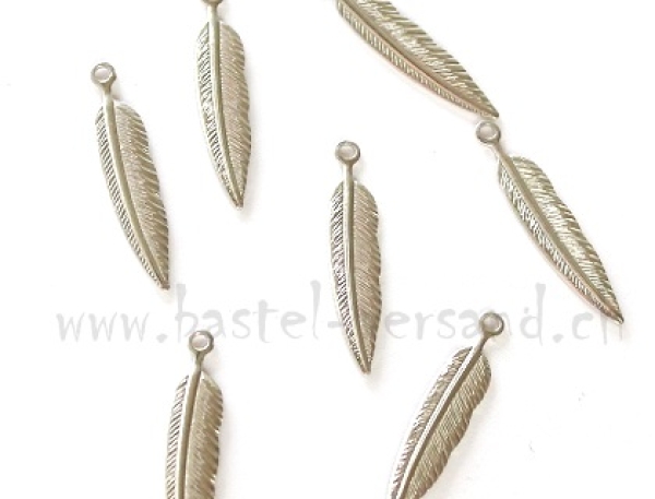 Metallteil Anhänger Feder 2,5cm silberfarbig (1Stk.)