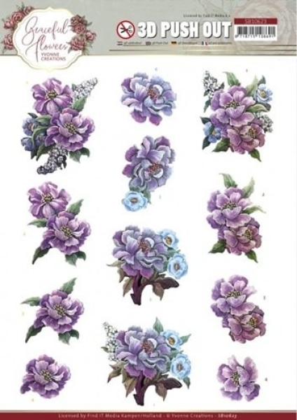 3D Stanzbogen Purple Flowers
