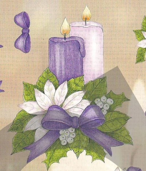 3D Schnittbogen Kerze und Blume lila