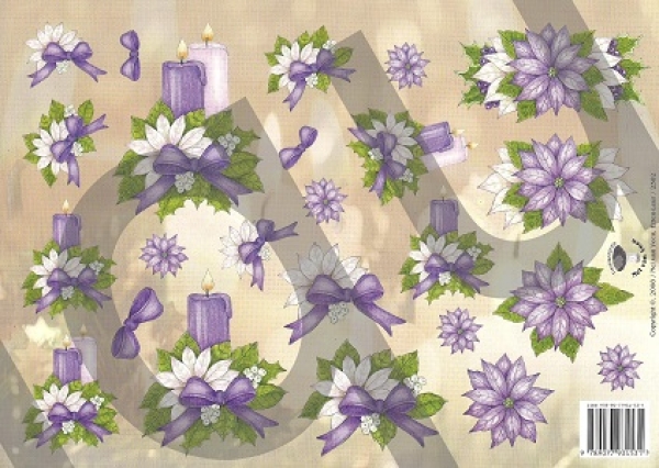 3D Schnittbogen Kerze und Blume lila