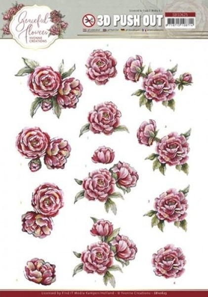 3D Stanzbogen Pink Roses