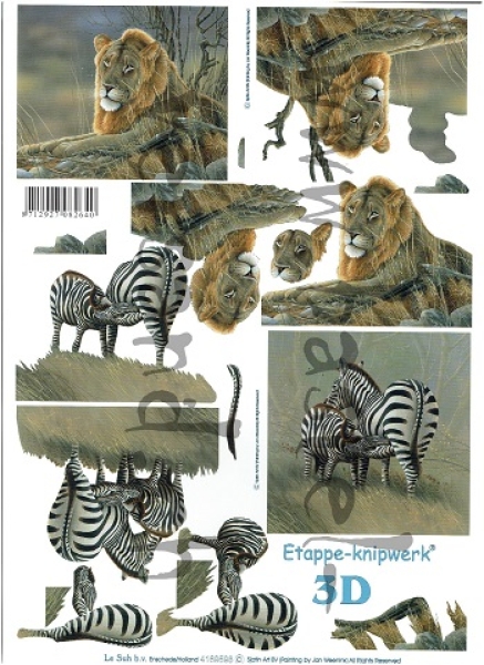 3D Schnittbogen Löwe und Zebra