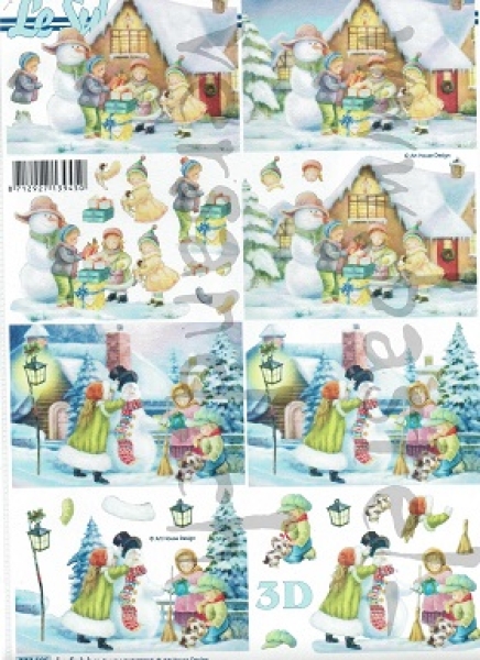 3D Schnittbogen Kinder mit Schneemann