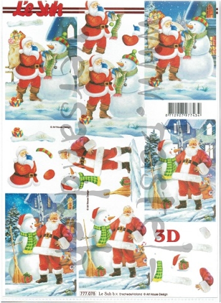 3D Schnittbogen Santa mit Schneemann