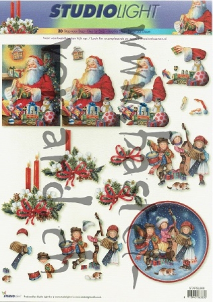 3D Schnittbogen Kinder/Weihnachtsmann/Kerzen