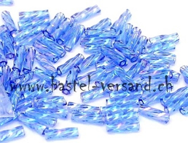 Glasstifte gedreht (twisted) 6mm blau irisierend