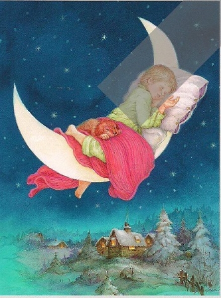 3D Schnittbogen Kinder im Mond