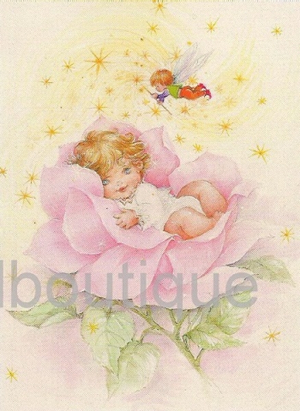 3D Schnittbogen Baby auf Rose