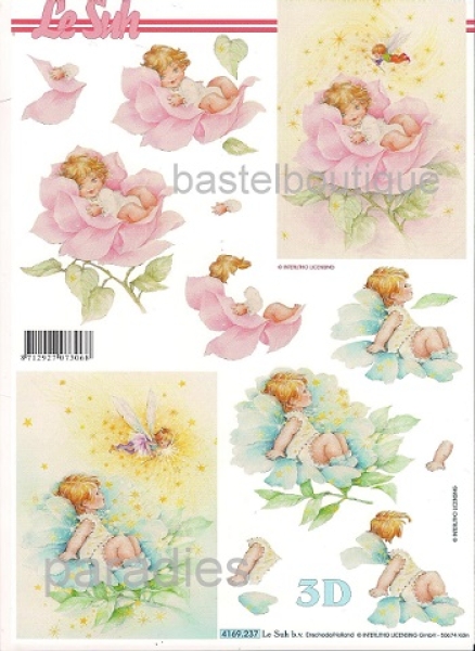 3D Schnittbogen Baby auf Rose