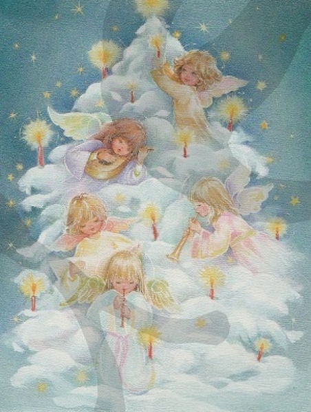 3D Schnittbogen Engel am Christbaum