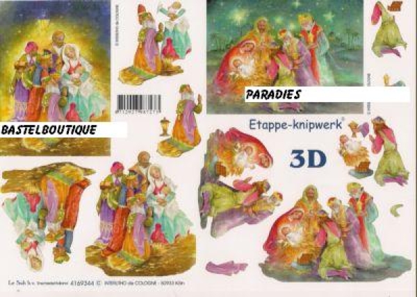 3D Schnittbogen Heilige Familie und die drei Könige