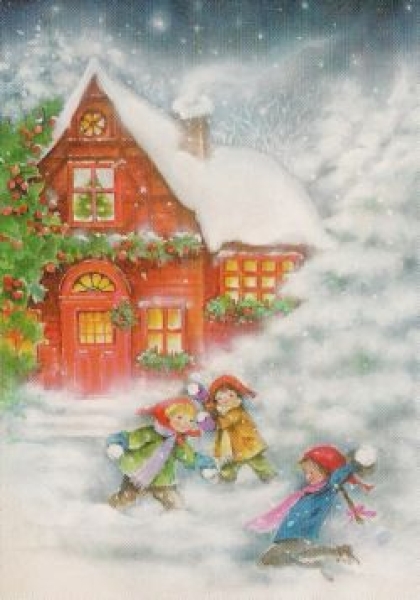 3D Schnittbogen Kinder im Schnee