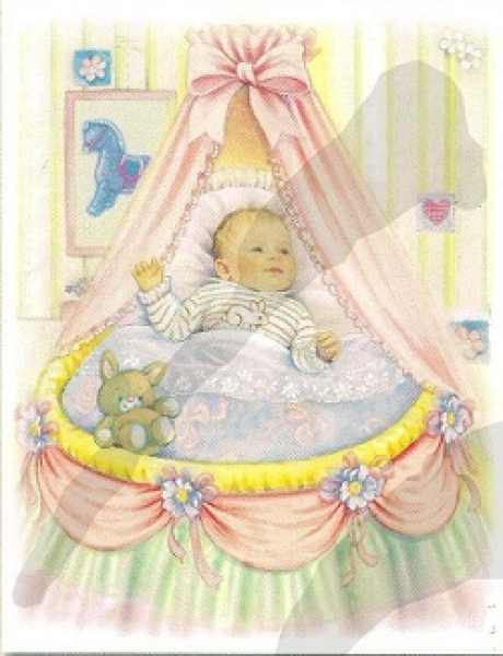 3D Schnittbogen Baby in der Wiege