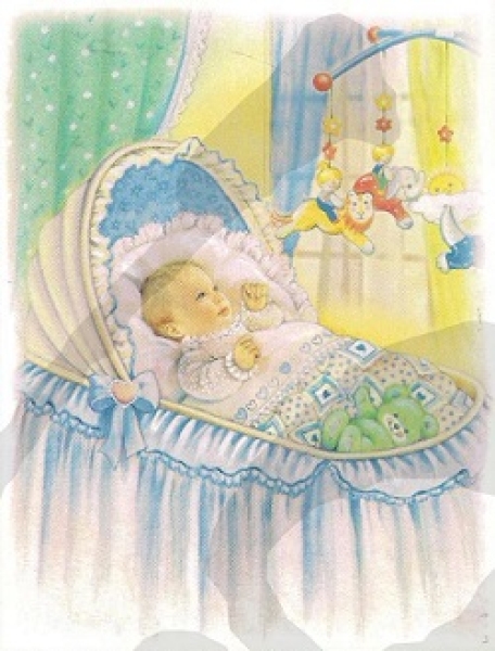 3D Schnittbogen Baby im Kinderwagen