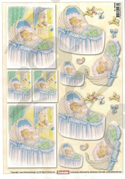 3D Schnittbogen Baby im Kinderwagen