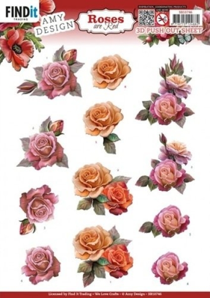 3D Stanzbogen Pink Roses
