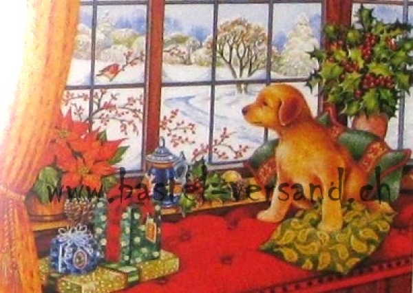 3D Schnittbogen Hund und Katze im Fenster