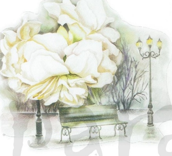 3D Stanzbogen Rose / Bank