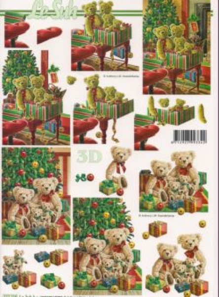 3D Schnittbogen Bären unterm Weihnachtsbaum