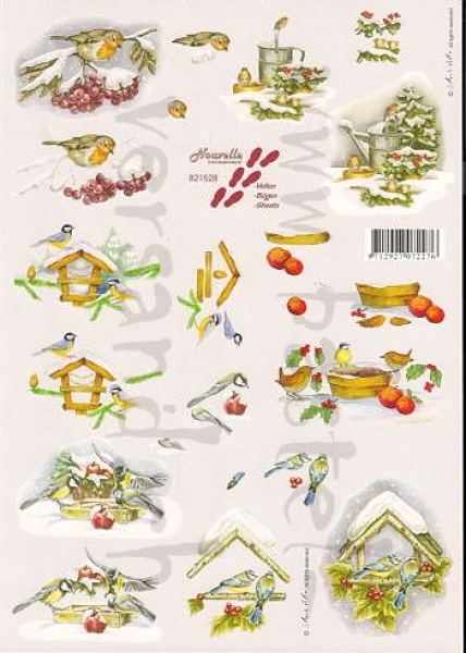 3D Schnittbogen Vögel am Futter