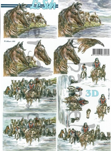 3D Schnittbogen Pferde im Wasser