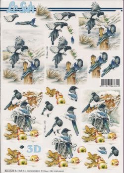 3D Schnittbogen Elster im Winter