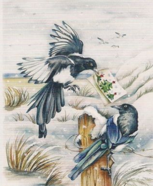 3D Schnittbogen Elster im Winter